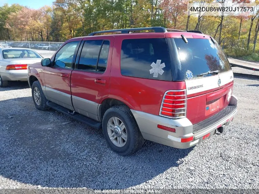 2002 Mercury Mountaineer VIN: 4M2DU86W82UJ17573 Lot: 40555540