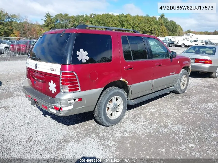 2002 Mercury Mountaineer VIN: 4M2DU86W82UJ17573 Lot: 40555540