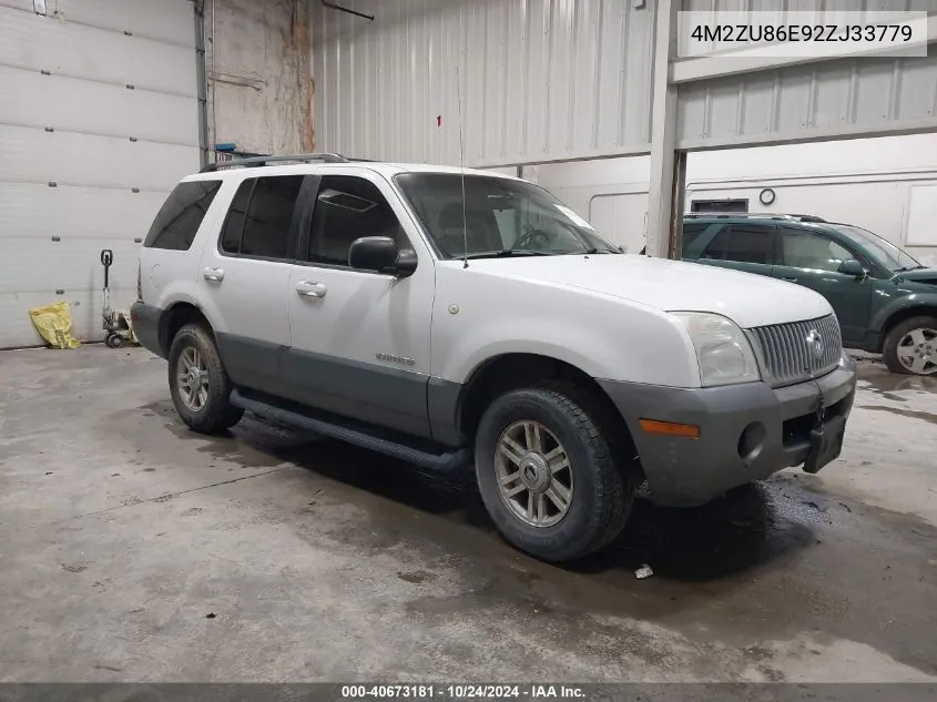 2002 Mercury Mountaineer VIN: 4M2ZU86E92ZJ33779 Lot: 40673181