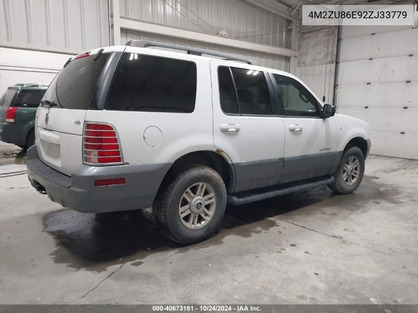 2002 Mercury Mountaineer VIN: 4M2ZU86E92ZJ33779 Lot: 40673181