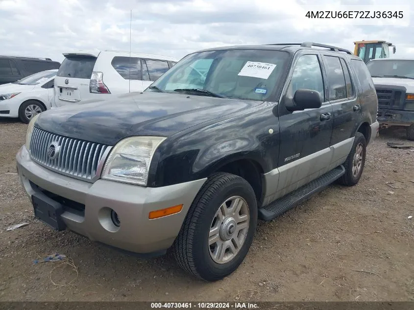 2002 Mercury Mountaineer VIN: 4M2ZU66E72ZJ36345 Lot: 40730461