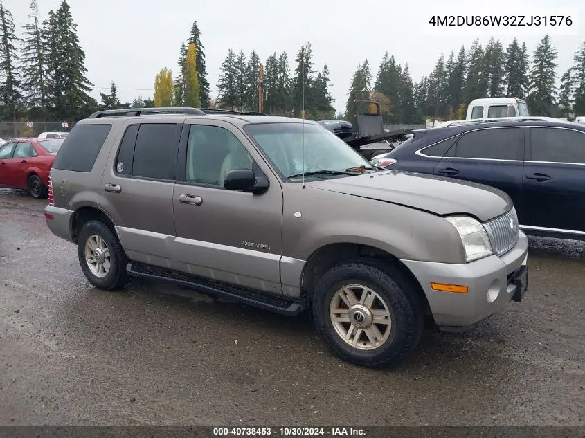 2002 Mercury Mountaineer VIN: 4M2DU86W32ZJ31576 Lot: 40738453