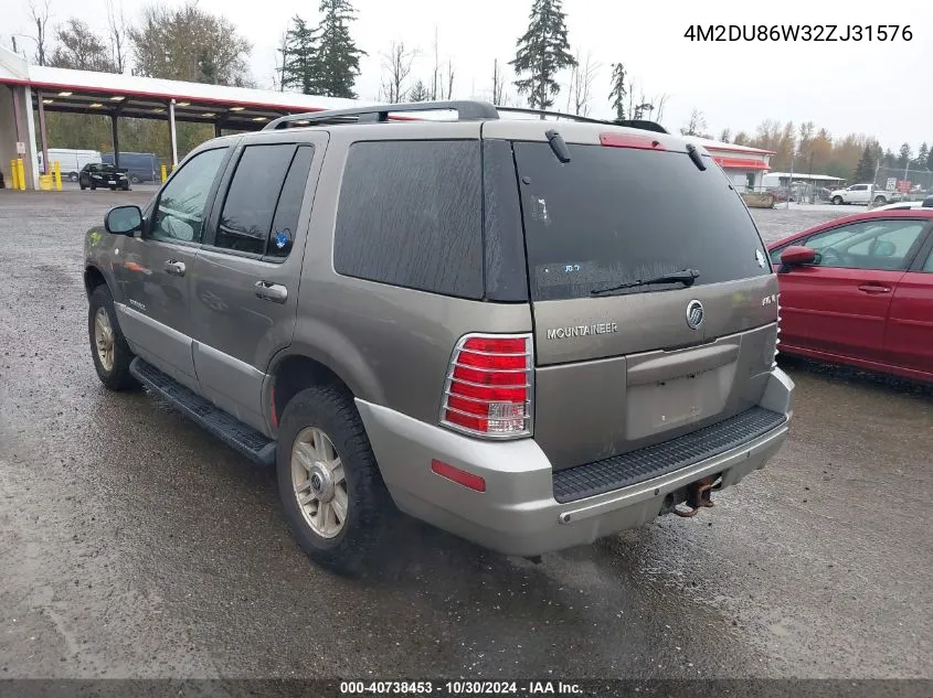 2002 Mercury Mountaineer VIN: 4M2DU86W32ZJ31576 Lot: 40738453