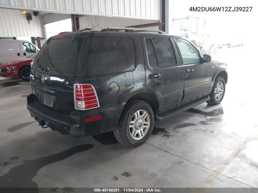 2002 Mercury Mountaineer VIN: 4M2DU66W12ZJ39227 Lot: 40740201