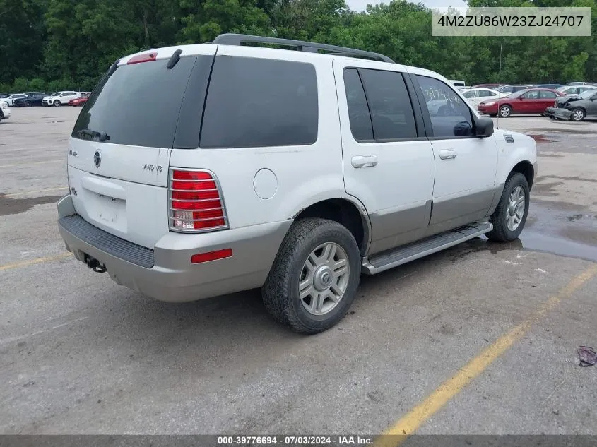 2003 Mercury Mountaineer VIN: 4M2ZU86W23ZJ24707 Lot: 39776694