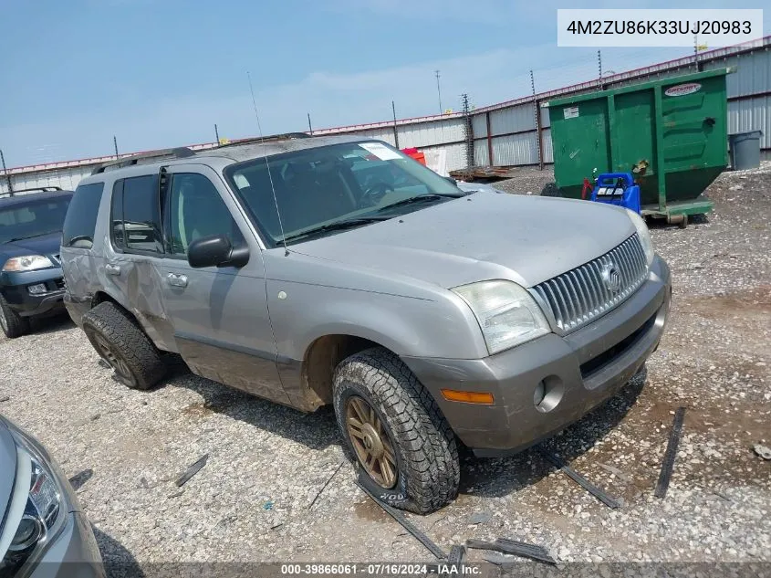 2003 Mercury Mountaineer VIN: 4M2ZU86K33UJ20983 Lot: 39866061