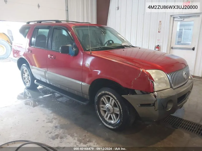 2003 Mercury Mountaineer VIN: 4M2ZU86WX3UJ20000 Lot: 40165479