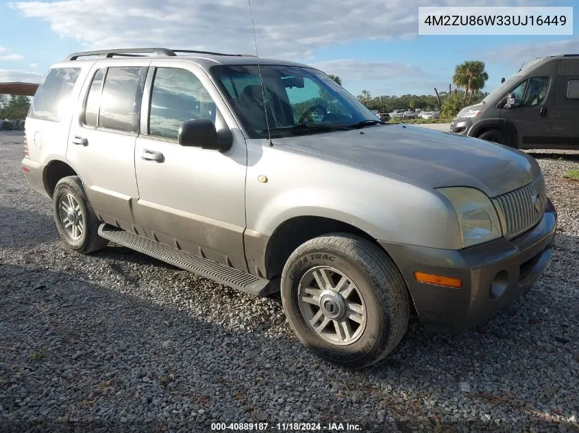 2003 Mercury Mountaineer VIN: 4M2ZU86W33UJ16449 Lot: 40889187