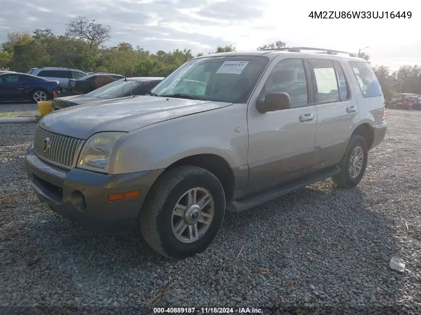 2003 Mercury Mountaineer VIN: 4M2ZU86W33UJ16449 Lot: 40889187