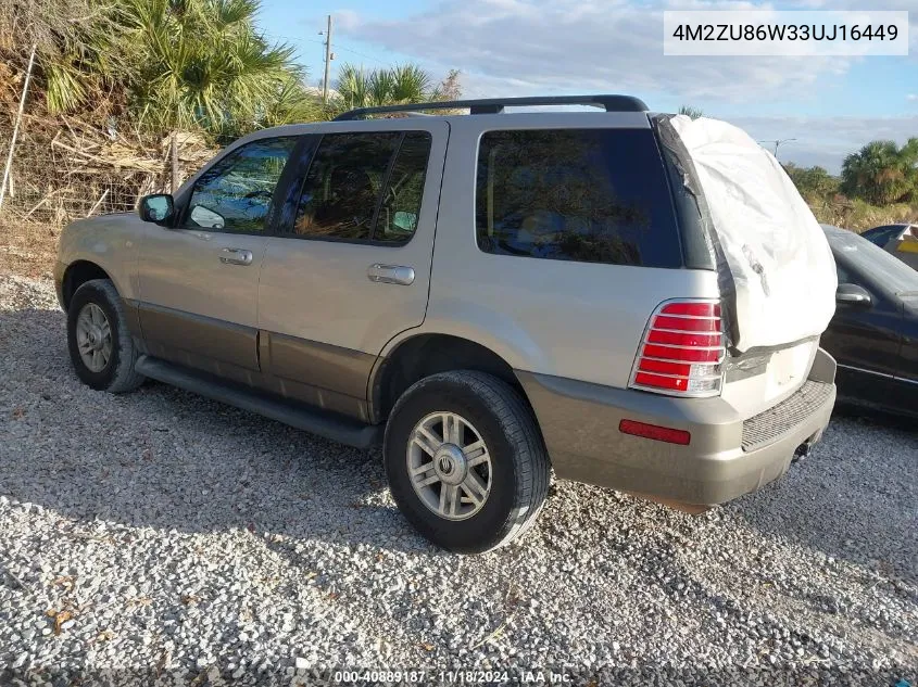 2003 Mercury Mountaineer VIN: 4M2ZU86W33UJ16449 Lot: 40889187