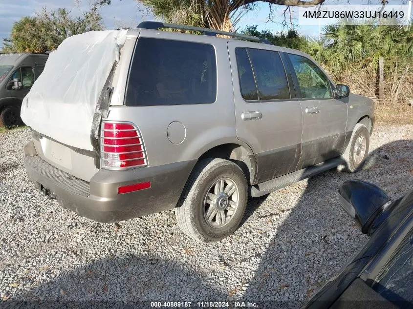 2003 Mercury Mountaineer VIN: 4M2ZU86W33UJ16449 Lot: 40889187