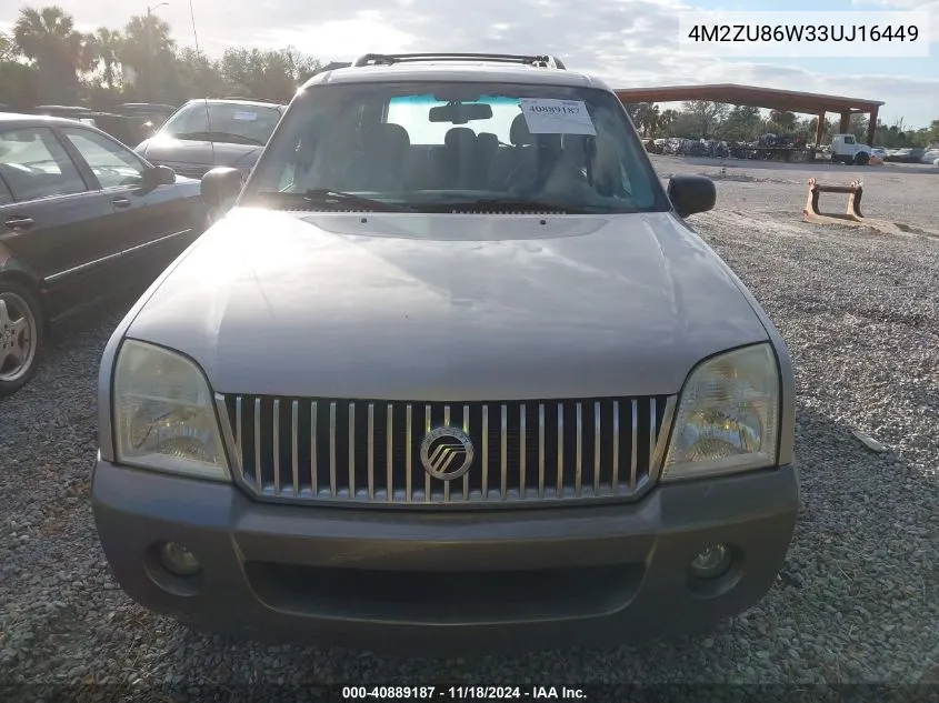 2003 Mercury Mountaineer VIN: 4M2ZU86W33UJ16449 Lot: 40889187