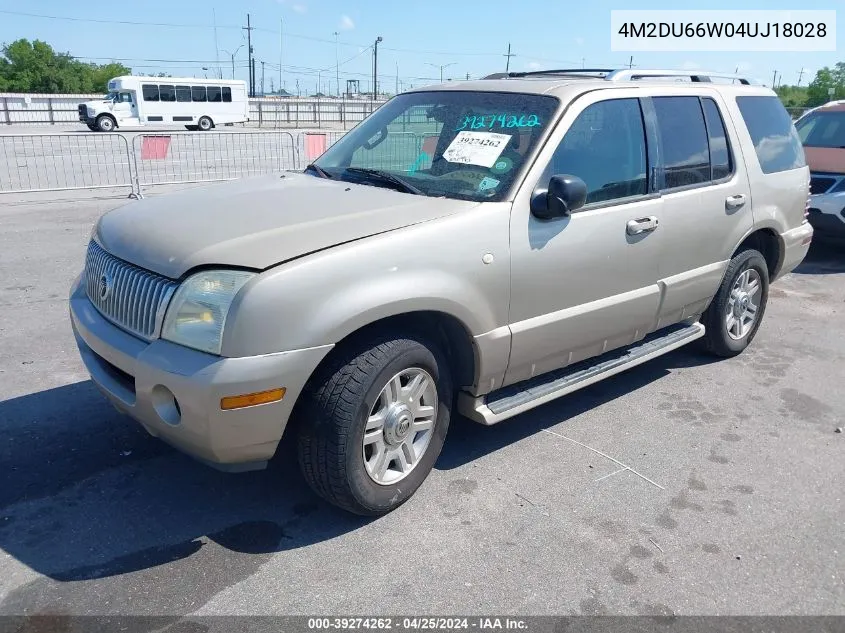 2004 Mercury Mountaineer VIN: 4M2DU66W04UJ18028 Lot: 39274262