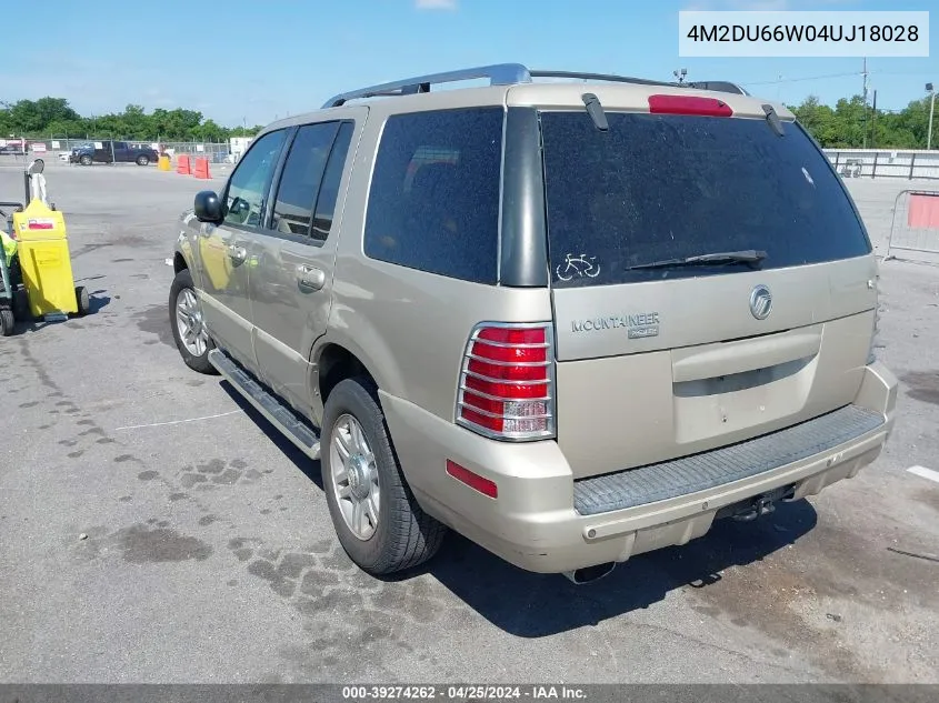 2004 Mercury Mountaineer VIN: 4M2DU66W04UJ18028 Lot: 39274262