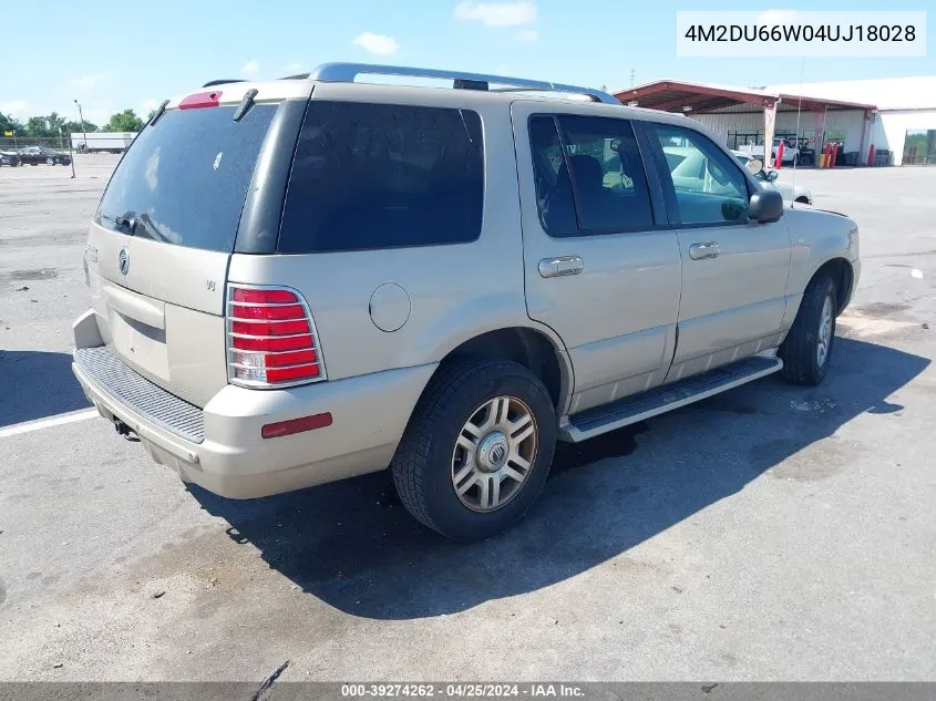 2004 Mercury Mountaineer VIN: 4M2DU66W04UJ18028 Lot: 39274262