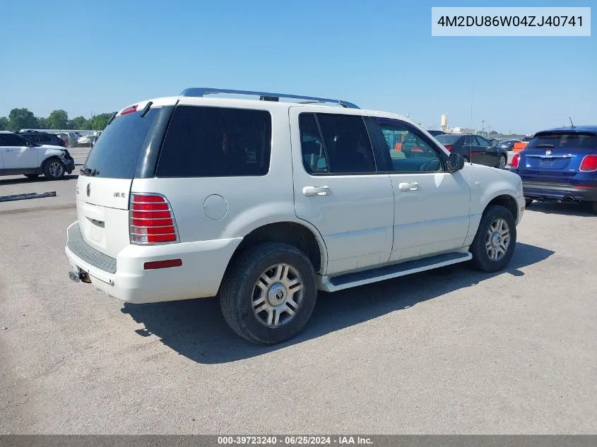 2004 Mercury Mountaineer VIN: 4M2DU86W04ZJ40741 Lot: 39723240