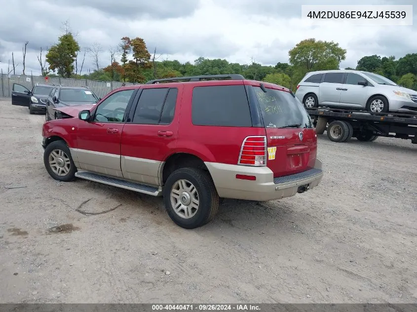 2004 Mercury Mountaineer VIN: 4M2DU86E94ZJ45539 Lot: 40440471