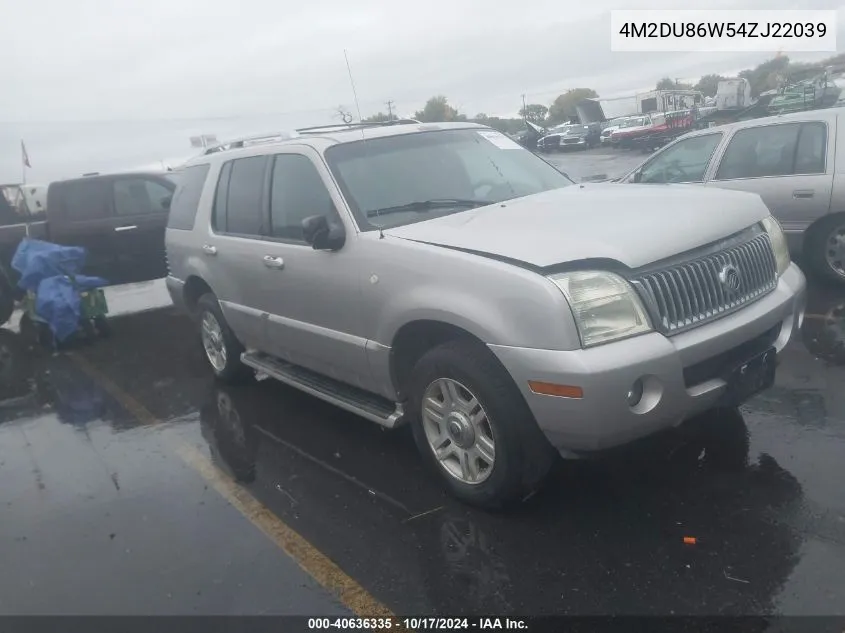 2004 Mercury Mountaineer VIN: 4M2DU86W54ZJ22039 Lot: 40636335