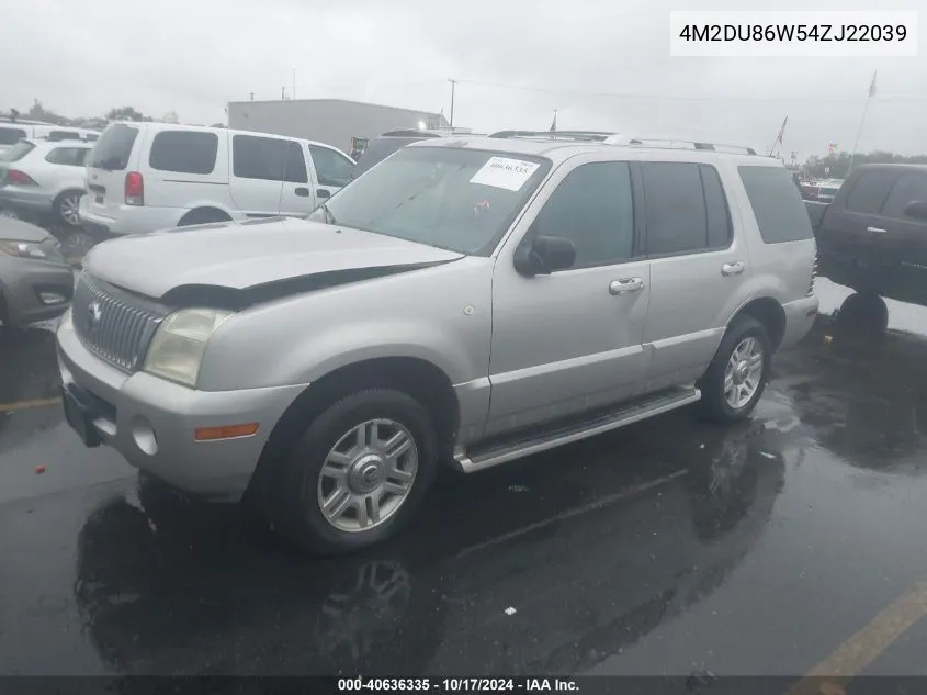 2004 Mercury Mountaineer VIN: 4M2DU86W54ZJ22039 Lot: 40636335