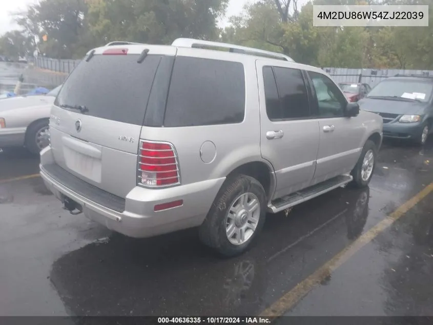 2004 Mercury Mountaineer VIN: 4M2DU86W54ZJ22039 Lot: 40636335