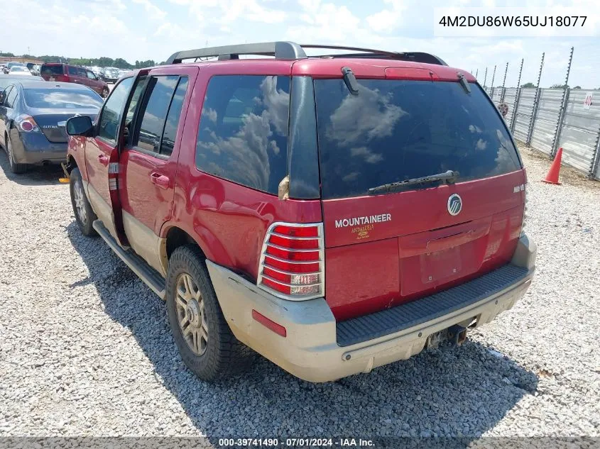 2005 Mercury Mountaineer VIN: 4M2DU86W65UJ18077 Lot: 39741490