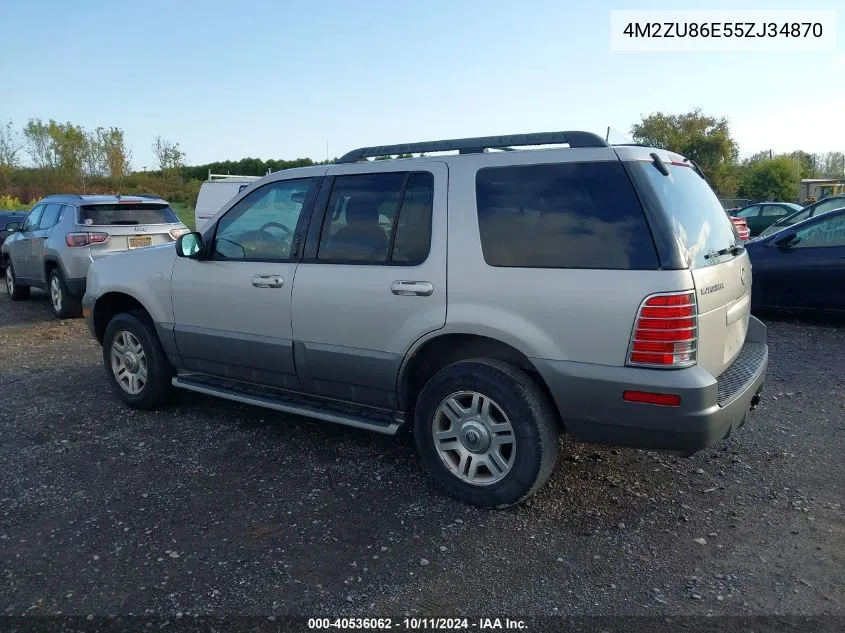 2005 Mercury Mountaineer VIN: 4M2ZU86E55ZJ34870 Lot: 40536062