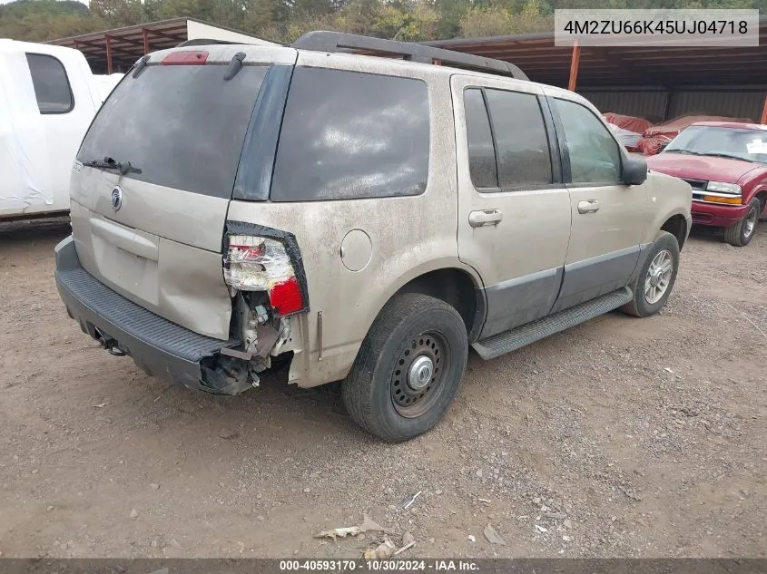 2005 Mercury Mountaineer VIN: 4M2ZU66K45UJ04718 Lot: 40593170