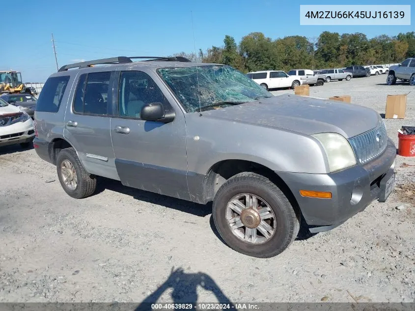 2005 Mercury Mountaineer VIN: 4M2ZU66K45UJ16139 Lot: 40639829