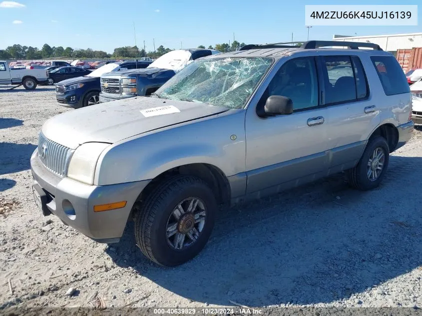 2005 Mercury Mountaineer VIN: 4M2ZU66K45UJ16139 Lot: 40639829