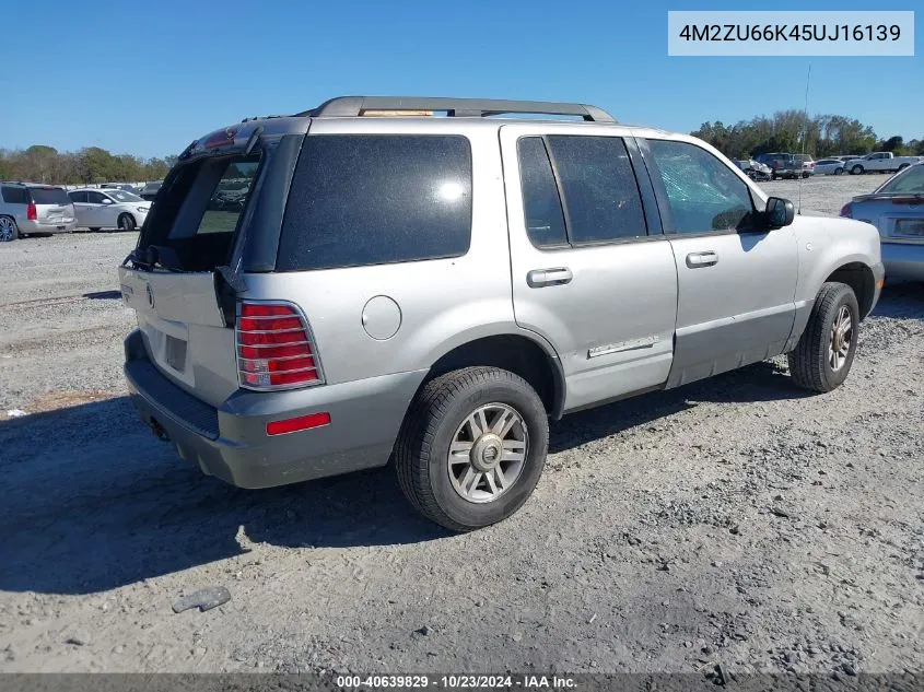 2005 Mercury Mountaineer VIN: 4M2ZU66K45UJ16139 Lot: 40639829