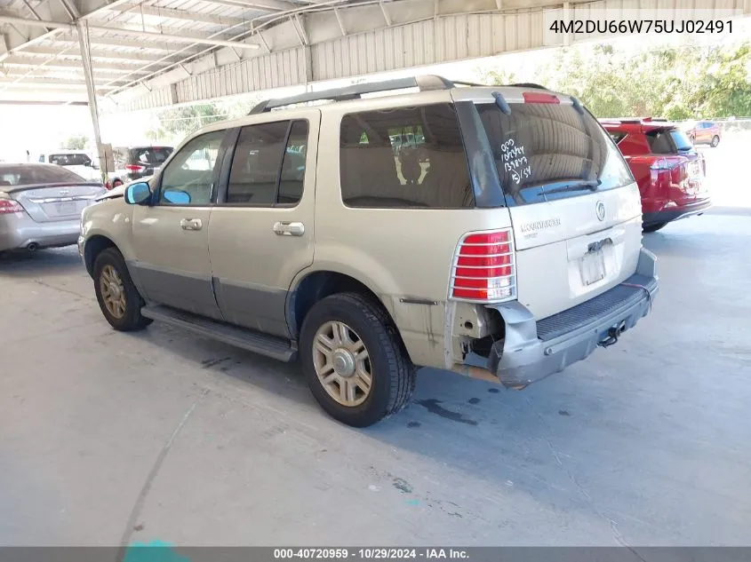 2005 Mercury Mountaineer VIN: 4M2DU66W75UJ02491 Lot: 40720959