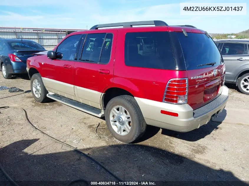 2005 Mercury Mountaineer VIN: 4M2ZU66KX5ZJ01437 Lot: 40834718