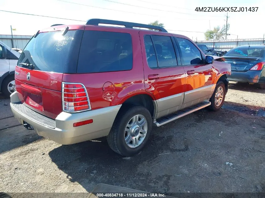 2005 Mercury Mountaineer VIN: 4M2ZU66KX5ZJ01437 Lot: 40834718