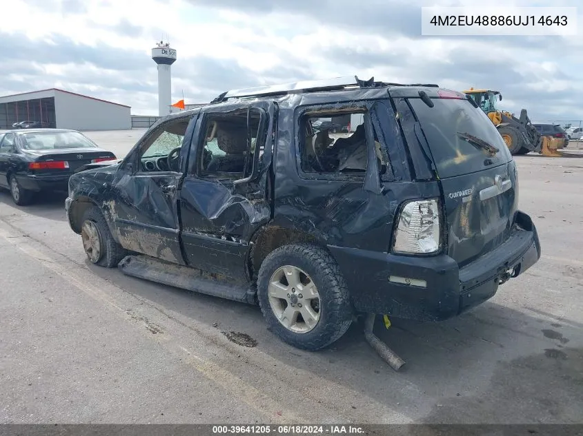 2006 Mercury Mountaineer Premier VIN: 4M2EU48886UJ14643 Lot: 39641205