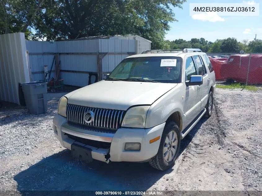 2006 Mercury Mountaineer Premier VIN: 4M2EU38816ZJ03612 Lot: 39790610