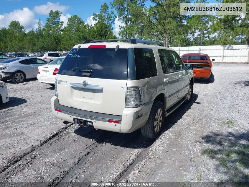 2006 Mercury Mountaineer Premier VIN: 4M2EU38816ZJ03612 Lot: 39790610