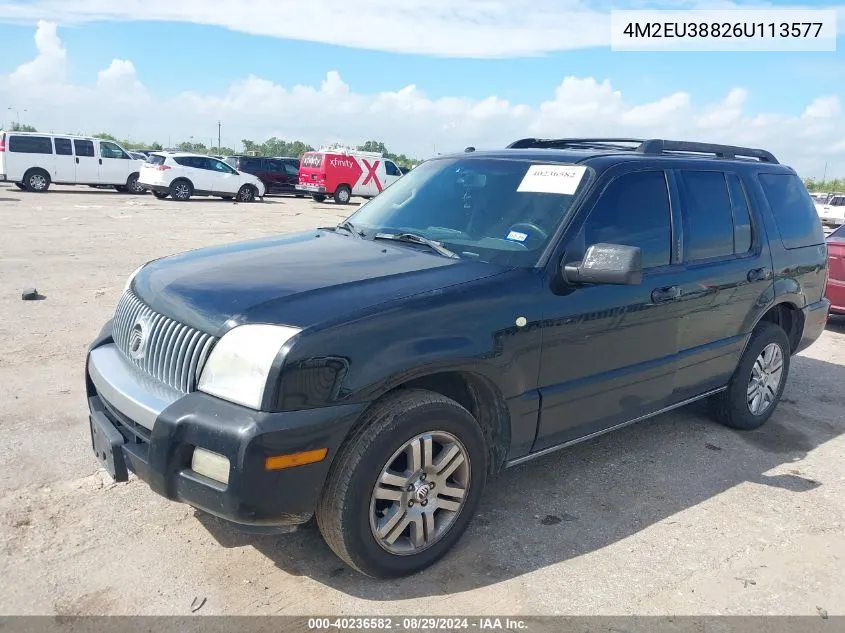 2006 Mercury Mountaineer Premier VIN: 4M2EU38826U113577 Lot: 40236582