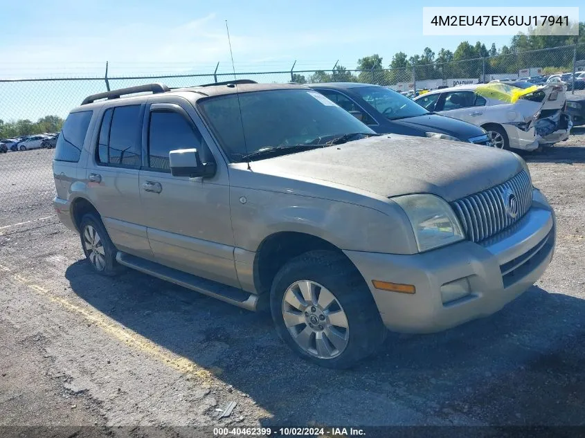 2006 Mercury Mountaineer Luxury VIN: 4M2EU47EX6UJ17941 Lot: 40462399