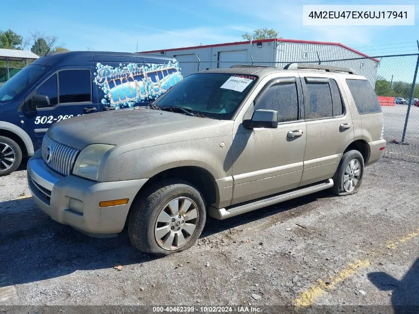 2006 Mercury Mountaineer Luxury VIN: 4M2EU47EX6UJ17941 Lot: 40462399