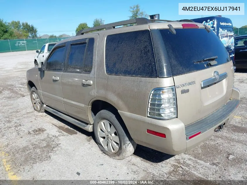 2006 Mercury Mountaineer Luxury VIN: 4M2EU47EX6UJ17941 Lot: 40462399