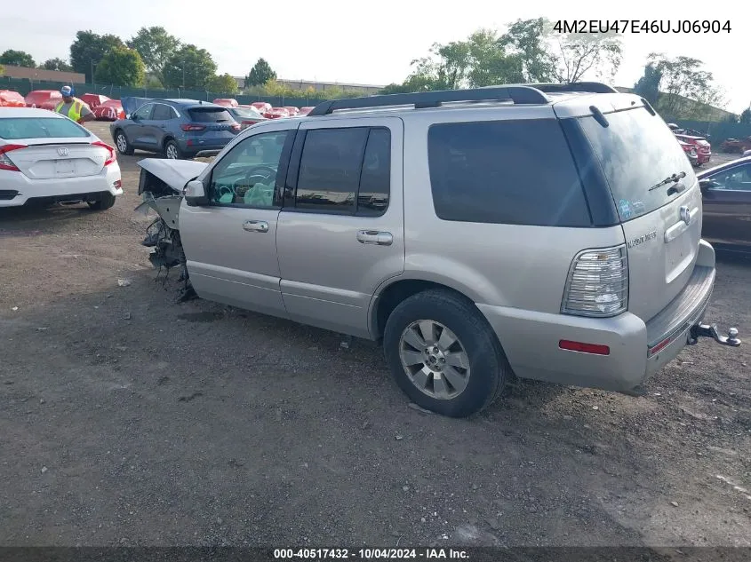 2006 Mercury Mountaineer Luxury VIN: 4M2EU47E46UJ06904 Lot: 40517432