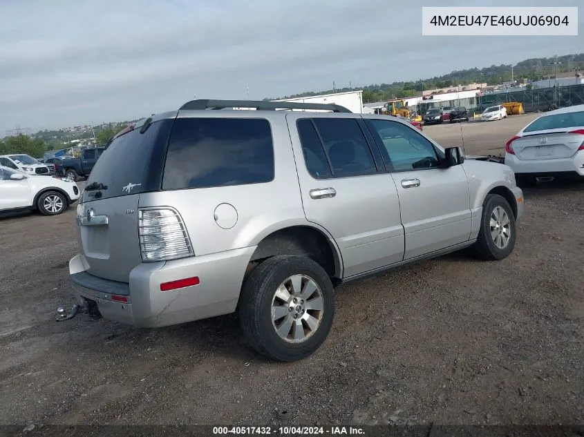 2006 Mercury Mountaineer Luxury VIN: 4M2EU47E46UJ06904 Lot: 40517432