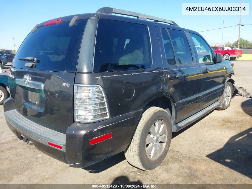 2006 Mercury Mountaineer Convenience VIN: 4M2EU46EX6UJ03314 Lot: 40772578