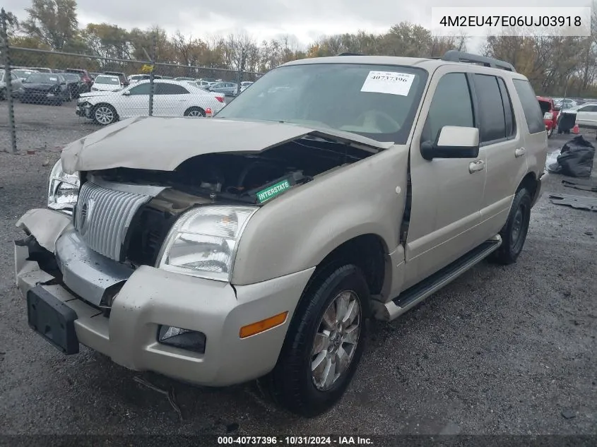 2006 Mercury Mountaineer Luxury VIN: 4M2EU47E06UJ03918 Lot: 40737396