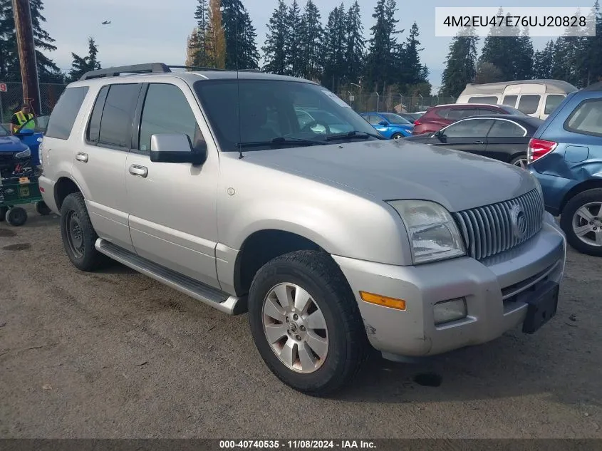 2006 Mercury Mountaineer Luxury VIN: 4M2EU47E76UJ20828 Lot: 40740535