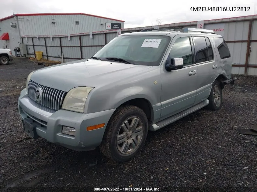 2006 Mercury Mountaineer Premier VIN: 4M2EU48816UJ22812 Lot: 40762622