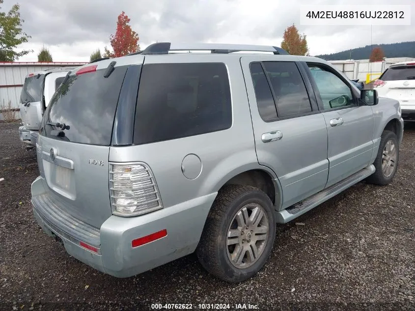 2006 Mercury Mountaineer Premier VIN: 4M2EU48816UJ22812 Lot: 40762622