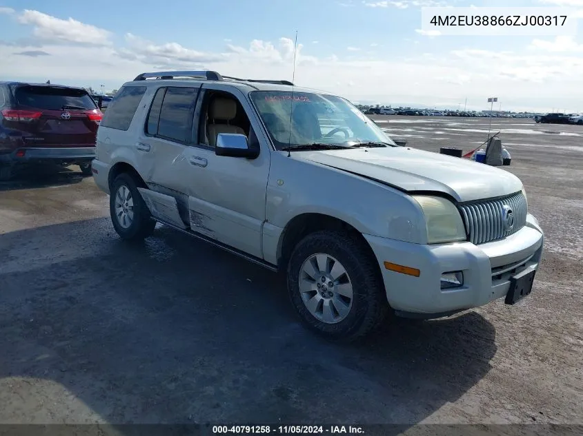 2006 Mercury Mountaineer Premier VIN: 4M2EU38866ZJ00317 Lot: 40791258