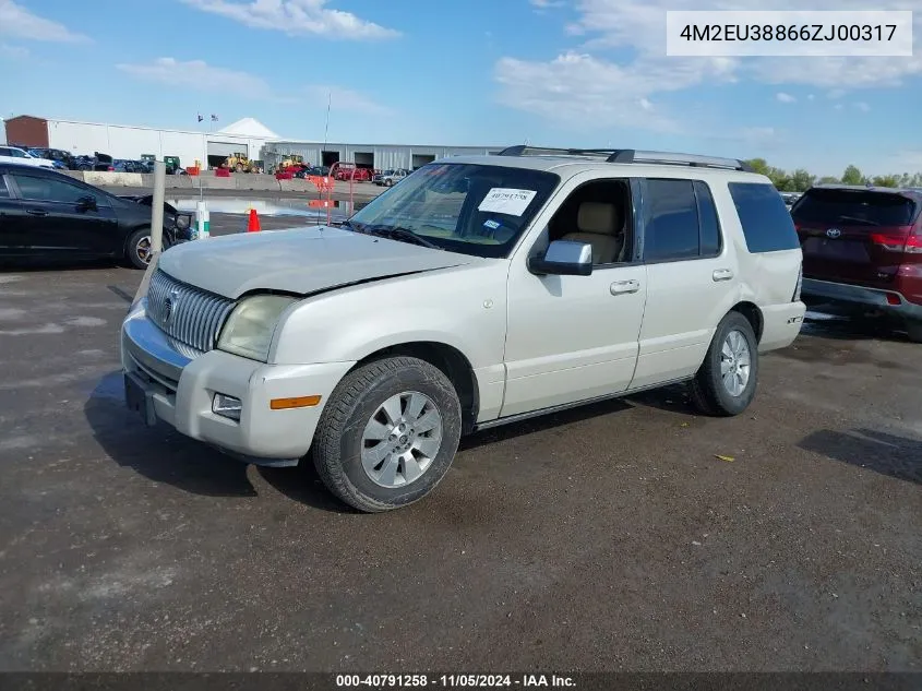 2006 Mercury Mountaineer Premier VIN: 4M2EU38866ZJ00317 Lot: 40791258