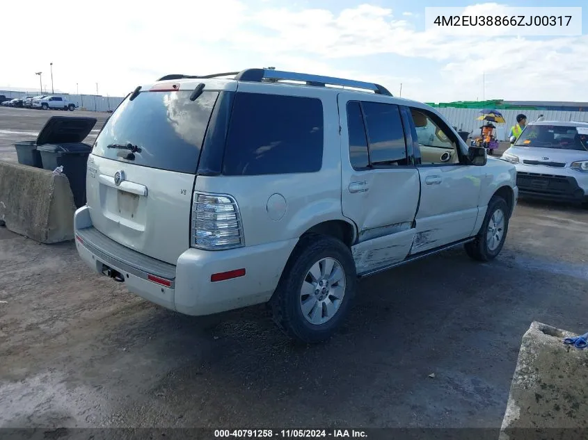 2006 Mercury Mountaineer Premier VIN: 4M2EU38866ZJ00317 Lot: 40791258